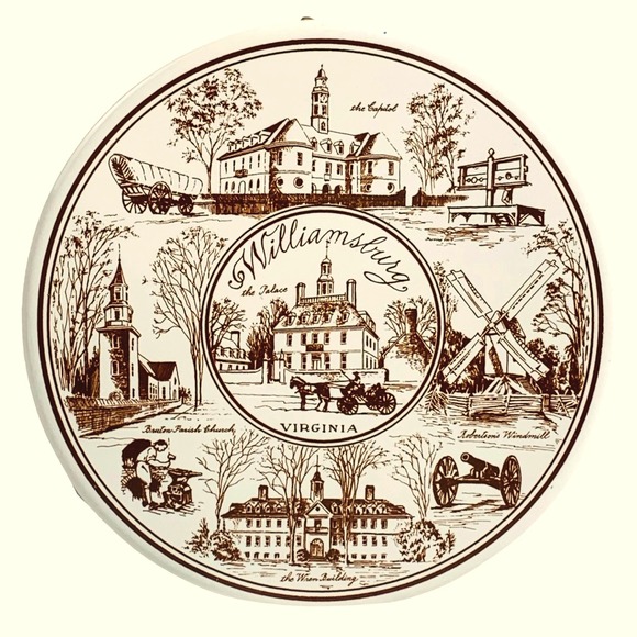 Vtg Colonial Williamsburg Virginia Trivets Round & Square Ceramic Tile Cork Back - Picture 3 of 7